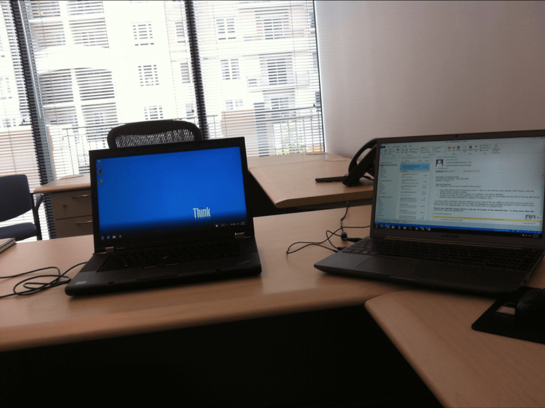 Laptops on a desk.